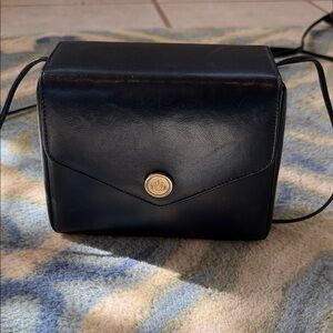 Paolo Black Leather Crossbody Bag with Gold Accent